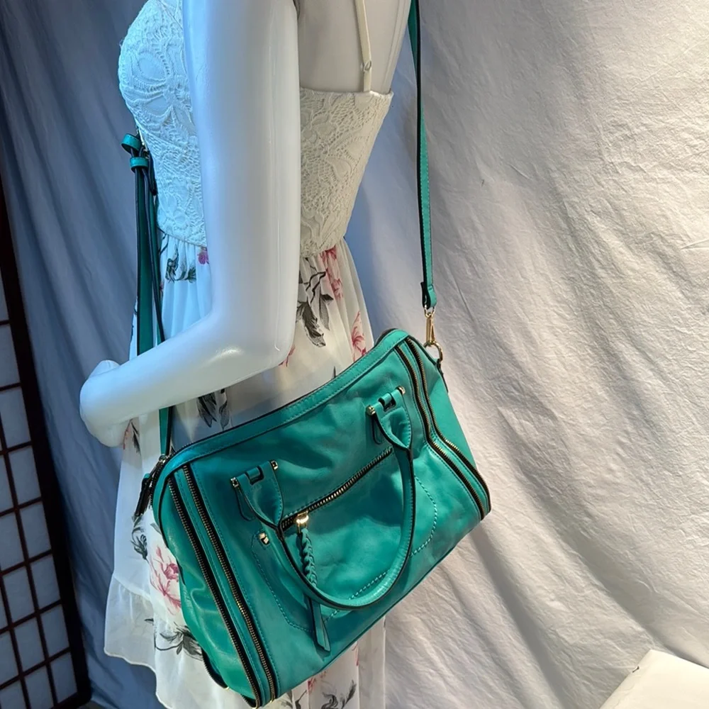 Urban Expressions Green Satchel with Structured Design and Double Handles
